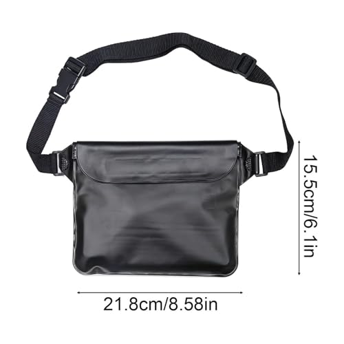 Waterproof Phone Bag, 3 Layer Sealed Submersible Pouch Touchscreen Swimming Case Adjustable Crossbody Waist Pack - color: Black