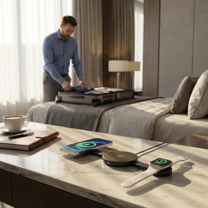 3-in-1 Wireless Charging Station, Foldable Pocket-Sized USB-C Fast Charger
