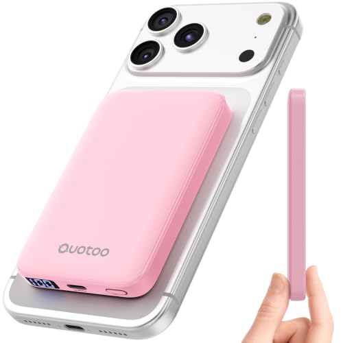 for Magsafe Portable Charger, 5000mAh Slim Wireless Magnetic Power Bank | 20W USB-C Power Delivery,LED Display,Travel Essential for Magsafe Battery Pack Compatible with iPhone 17-12 Series - color: Pink