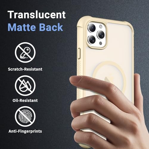Magnetic for iPhone 11 Pro Max Case Heavy Duty Protection Antique White | Compatible with MagSafe,Military Grade Drop Protection,Translucent Matte,Non-Slip,Shockproof 2-Layer Durable Bumper Case - color: Antique White, size: iPhone 11 Pro Max