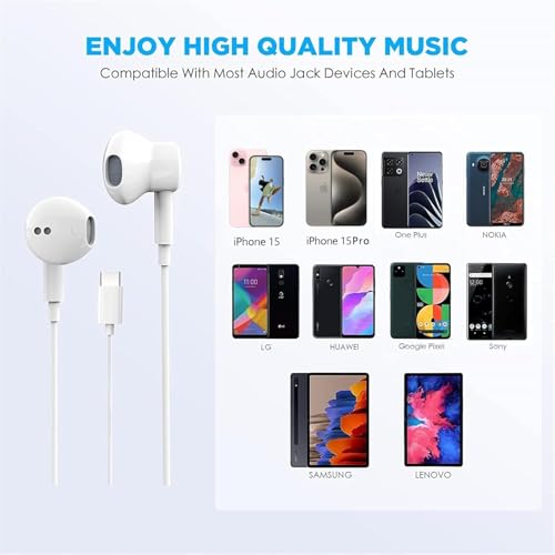 Pcwfbzf USB C Headphones Earbuds for iPhone17/16/15, iPad Pro,Galaxy,Pixel - size: 1 Pack