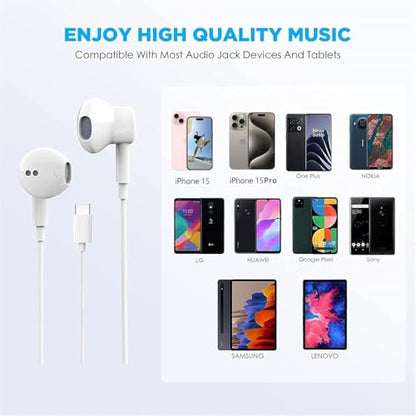 Pcwfbzf USB C Headphones Earbuds for iPhone17/16/15, iPad Pro,Galaxy,Pixel - size: 1 Pack