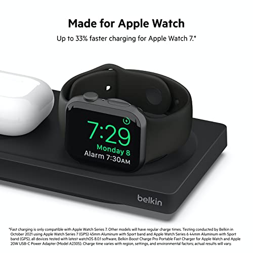 Belkin MagSafe 3 in 1 Wireless Charging Pad, Fast Charger (Renewed) - color: Black, style: Certified Refurbished