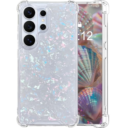 【Pink & Blue Shell Pattern】 for Samsung Galaxy S26 Ultra Case Bling Glitter Cute Clear Case for Samsung S26 Ultra with Pink Shell Pattern Girly Women Protective Bling Aurora Pink Phone Cover - color: Aurora Shell, size: for Galaxy S26 Ultra