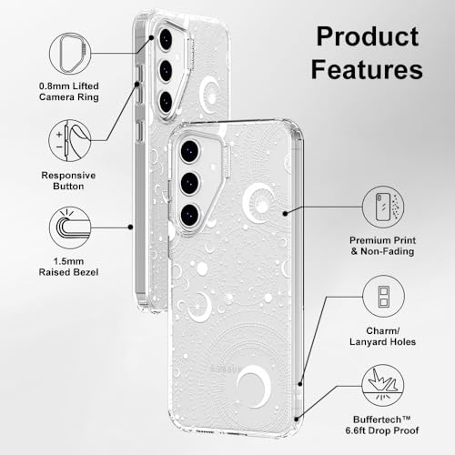 MOSNOVO Case for Samsung Galaxy S24 FE, [Buffertech 6.6ft Military-Grade Drop Protection] [Anti Peel Off Tech] Clear TPU Bumper Phone Case Cover Design - Constellation - color: Clear - Constellation, size: Samsung Galaxy S24 FE