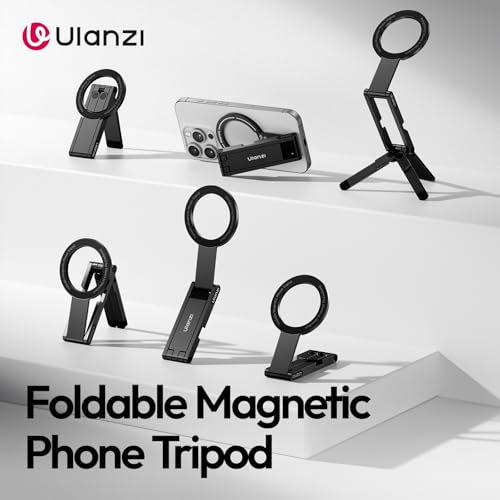 ULANZI MA60 Magnetic Phone Tripod Stand for iPhone, Aluminium Mini Tripod - color: BLACK