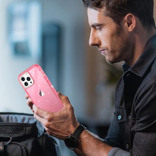 TUTUKII for iPhone 14 Pro Max Case Pink Glitter | Heavy Duty Shockproof, Anti-Drop, Anti-Yellow,Triple-Layer Transparent Protective Phone Cover, 6.7" - color: Pink Glitter, size: iPhone 14 Pro Max 6.7"