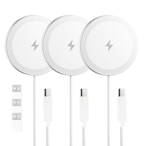 3 Pack Magnetic Wireless Charging Pad Fast Wireless Charger for Apple - color: White*3