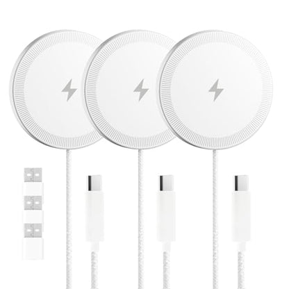 3 Pack Magnetic Wireless Charging Pad Fast Wireless Charger for Apple - color: White*3