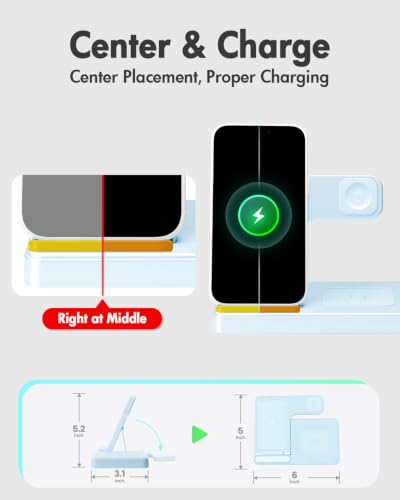 GETPALS Wireless Charger iPhone Charging Station for Apple Multiple Devices - color: Blue