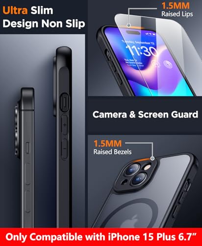 SPIDERCASE Magnetic for iPhone 15 Plus Case,Black - color: Black, size: Iphone 15 Plus 6.7''