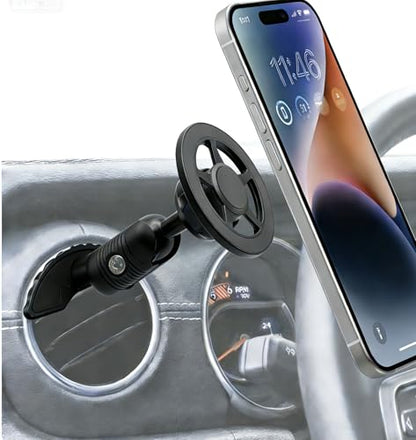 Magnetic Vent Mount Phone Holder, ONLY for Jeep Wrangler JL 2018-2023, Gladiator JT 2020-2023 Air Vent Mounting, Compatible with iPhone MagSafe Phones, Metal 20mm Ball Arm