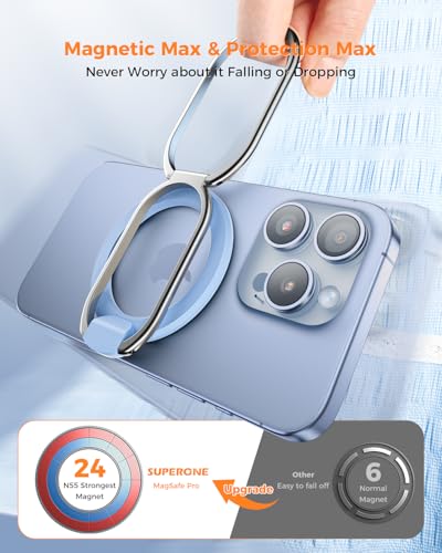SUPERONE Mag Safe Phone Stand, Adjustable Magnetic Phone Grip & Kickstand - color: Sierra Blue