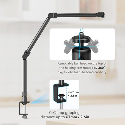 SMALLRIG Overhead Camera Mount, Camera Desk Mount Stand with Flexible Arm - style: Clamp 4456