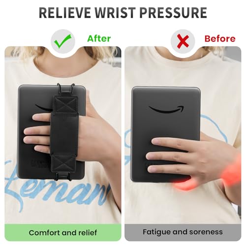 MoKo 2 Pack Hand Strap for 6-8" Kindle eReaders Tablets, Black+Flower - color: Black+Flower