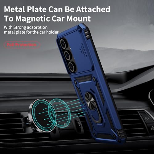 for Samsung Galaxy A16 5G Case with Camera Lens Cover, 10 FT Military Grade Drop Protection, Magnetic Ring Holder Kickstand Protective Phone Case, Navy Blue - color: Navy Blue, size: Galaxy A16 5G