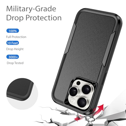 Designed for iPhone 15 Pro Max Case, Heavy Duty Protection Shockproof Dropproof Dustproof Anti-Scratch Phone Case Cover Protective Case, Black - size: for iPhone 15 Pro Max