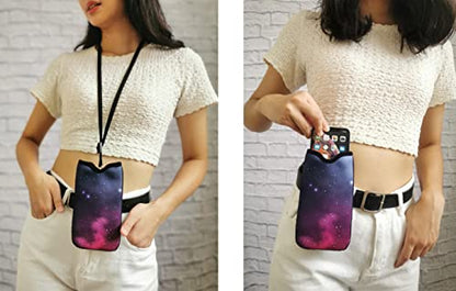 Tainada Neoprene Neck Cell Phone Sleeve Pouch w/Belt Loop Holster (Galaxy) - color: Galaxy