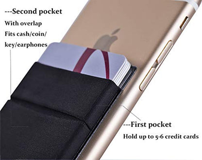 Fulgamo Phone Wallet Stick on,Card Holder for Phone Case,Phone Card Holder - color: Black,Black