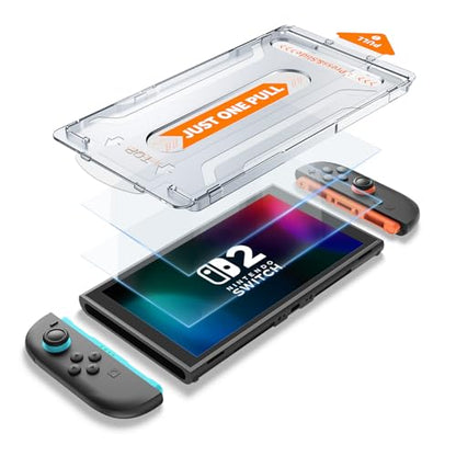 Ambison 2 Pack Screen Protector Designed for Nintendo Switch 2 (2025) 7.9 inch, [Auto-Alignment Kit & HD Clear], Touch Sensitive, 9H Hardness Tempered Glass, Scratch and Crack Resistant, Bubble Free - size: Switch 2 (2025)*2Pcs with Alignment Kit