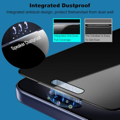[2 Pack 4 Way Privacy Screen Protector for iPhone 15 Plus/iPhone 16 Plus, Anti-Spy Tempered Glass, 9H Hardness Shatterproof, 3D Curved Edges, Case-Friendly, Bubble-Free Easy Installation - size: for 16 Plus / 15 Plus