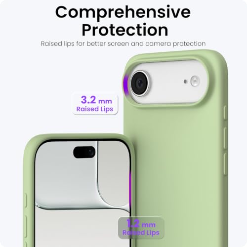 ORNARTO for iPhone Air Case 6.5", Slim Liquid Silicone 3 Layers Soft Gel Rubber Shockproof Protective Cover with Anti-Scratch Microfiber Lining-Matcha - color: Matcha