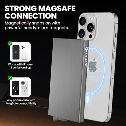 CODE 118 Wallet for Men - Slim Minimalist Aluminum Magnetic Card Holder - RFID Blocking Front Pocket Mag Safe Wallet with Strong Magnet Attachment (Brushed Grey) - color: Brushed Grey