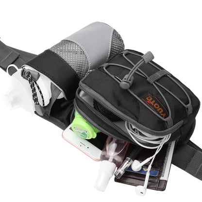 Waist Pack with Water Bottle Holder for Running Walking Hiking Fanny Pack - color: Black