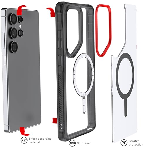 Ghostek Covert Clear S25 Ultra MagSafe Case with Magnetic Ring, Slim Thin Military Grade Shockproof Phone Cover Compatible with 2025 Samsung Galaxy S25Ultra (6.9") (Smoke) - color: Smoke, size: Galaxy S25 Ultra