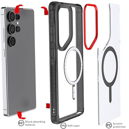 Ghostek Covert Clear S25 Ultra MagSafe Case with Magnetic Ring, Slim Thin Military Grade Shockproof Phone Cover Compatible with 2025 Samsung Galaxy S25Ultra (6.9") (Smoke) - color: Smoke, size: Galaxy S25 Ultra