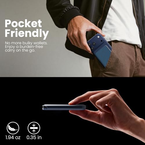 Nillkin FiberMate MagSafe Phone Wallet, RFID Blocking, Adjustable Stand - color: Blue