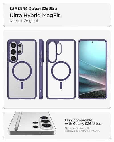 Spigen for Galaxy S26 Ultra Case, Ultra Hybrid MagFit [Anti-Yellowing] [Compatible with MagSafe] [Fast Wireless Charging] - Deep Purple - color: Deep Purple, size: Galaxy S26 Ultra