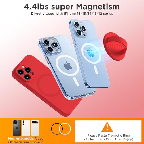 Upgraded Magnetic Phone Grip, Liquid Silicone Soft and Portable, Removable Finger Loop Ring Grip Holder for iPhone, Strong Magnetic Attraction, Compatible with MagSafe Phone Case, Red - color: Red