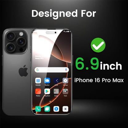 Romkasi 4 Pack Privacy Screen Protector for iPhone 16 Pro Max 6.9 Inch with 4 Pack Camera Lens Protector, Anti Spy Tempered Glass Film, Anti-Scratch, Touch Sensitive, Case Friendly - color: iPhone 16 Pro Max