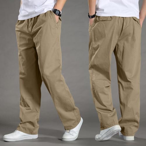 Mens Casual Pants Canvas Breathable Tactical Water Resistant Flap Pockets Golf BDU Casual Tactical Pants for Men - color: A Ginger, size: XX-Large