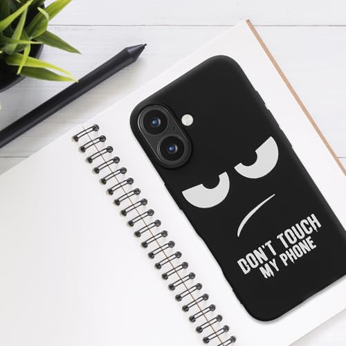 kwmobile TPU Silicone Case Compatible with Apple iPhone 16 - Case Soft Cover - Don't Touch My Phone White/Black - size: iPhone 16