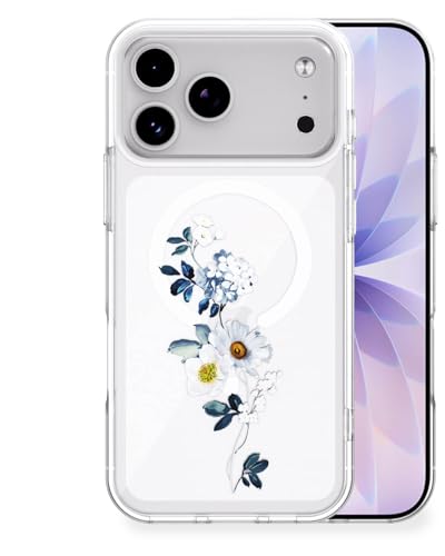 Feams for iPhone 17 Pro Max Case [Compatible with Magsafe] Slim Shockproof Protective Clear Phone Cover for iPhone 17 Pro Max 6.9" Women Girls, Blue Floral - color: Blue Floral, size: for iPhone 17 Pro Max (6.9 Inch)