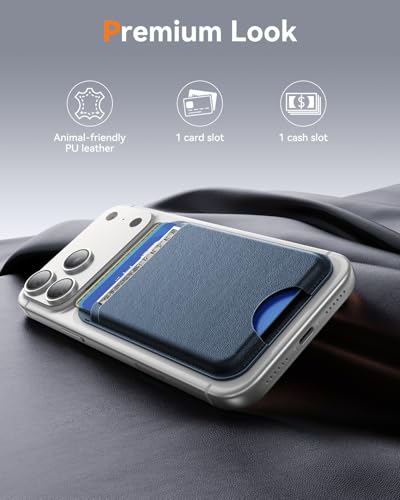 for MagSafe Wallet, 5 Card Holder, Slim Leather Magnetic Wallet for iPhone 17/16/15/14/13/12 Pro Max Plus Air Series, 1 Card Slots & 1 Cash Slot,Blue - color: Blue