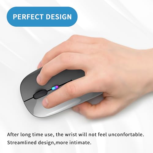 Afaartcci Rechargeable Wireless Mouse, Silent Bluetooth Mouse (Grey) - color: Grey