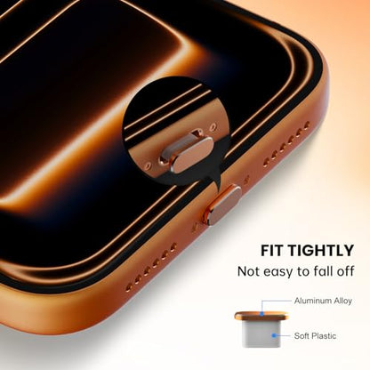 5PCS USB C Port Dust Plug & Speaker Dust Cover for iPhone 17 Pro Max - color: Orange