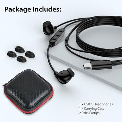 USB C Earbuds Headphone for iPad 10th Gen for iPhone Duo 18 Pro 17 15 Black - color: Black
