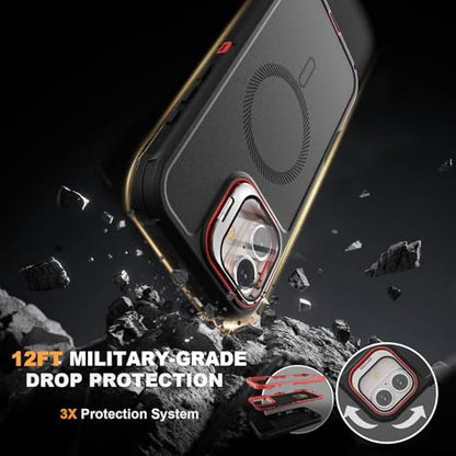 Follaroma for iPhone 16 Case with Magnetic,Heavy Duty Case,6.1'',Black-red - color: Black-red, size: iPhone 16 6.1''