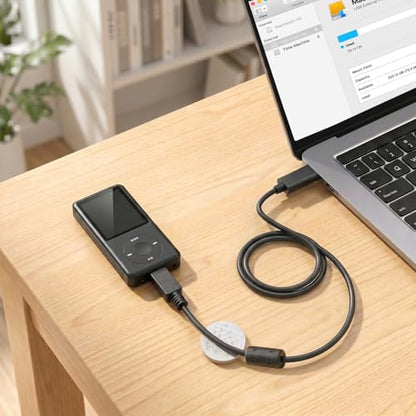 BERLAT Mini USB to USB C Cable 5FT 2-Pack Ferrite for Camera