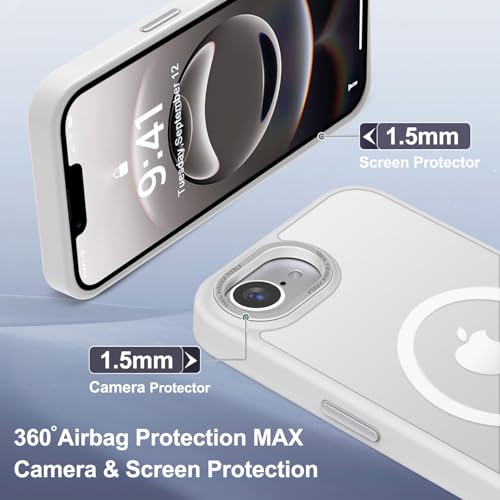 Newfuture Designed for iPhone 17e Case & iPhone 16e Case with Magnetic [13 FT Military Drop Protection] [Compatible with Magsafe] Translucent Shockproof with Anti-Fingerprint Phone Case, Frosted White | Military Drop Protection, Slim Matte Anti-Fingerprin