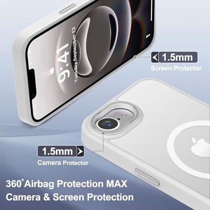 Newfuture Designed for iPhone 17e Case & iPhone 16e Case with Magnetic [13 FT Military Drop Protection] [Compatible with Magsafe] Translucent Shockproof with Anti-Fingerprint Phone Case, Frosted White | Military Drop Protection, Slim Matte Anti-Fingerprin