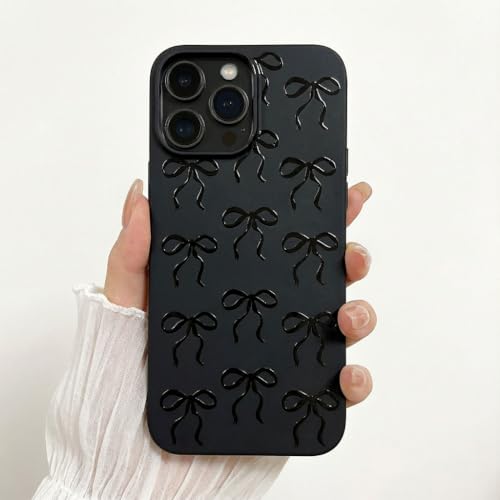 Black Case Compatible with - iPhone 12 Pro - iPhone 12 - Ribbon Bow Aesthetic Kawaii Matte Trendy Shockproof Cute Cover Elegant Protective Rubber Silicone Coquette Pretty Girly Print for Women - color: Ribbon Bow, size: iPhone 12 Pro / iPhone 12