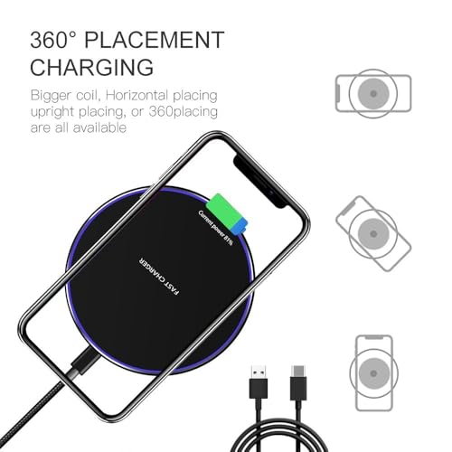 Fast Wireless Charger,25W Wireless Charging Induction Pad for iPhone 18/Duo - color: Black