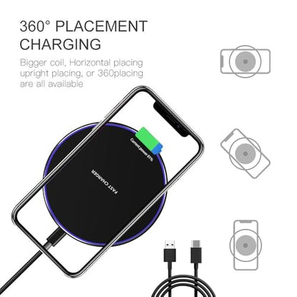 Fast Wireless Charger,25W Wireless Charging Induction Pad for iPhone 18/Duo - color: Black