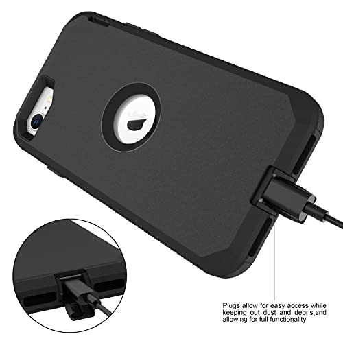 MXX Case Designed for iPhone SE 2020 / SE 2022 Heavy Duty Protective Case with Screen Protector [3 Layers] Rugged Rubber Shockproof Protection Cover & Rotating 360 Degree Belt Clip (Black) - color: Black