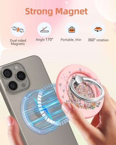 Lotadilo Magnetic Phone Ring Holder, Cute Phone Grip Stand, PK Castles - color: PK Castles